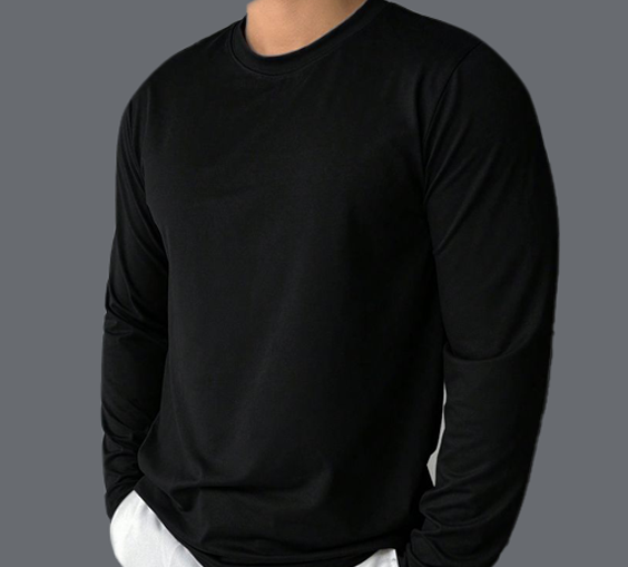 PLAIN FIT BLACK FULL SLEEVE T-SHIRT
