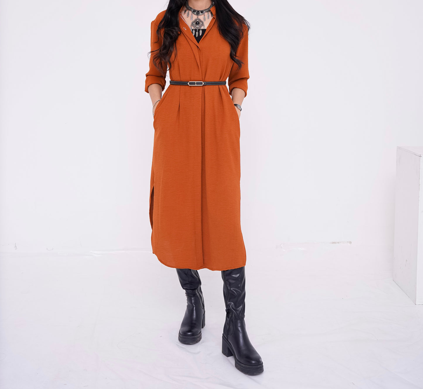 Rust Orange long Cardigan