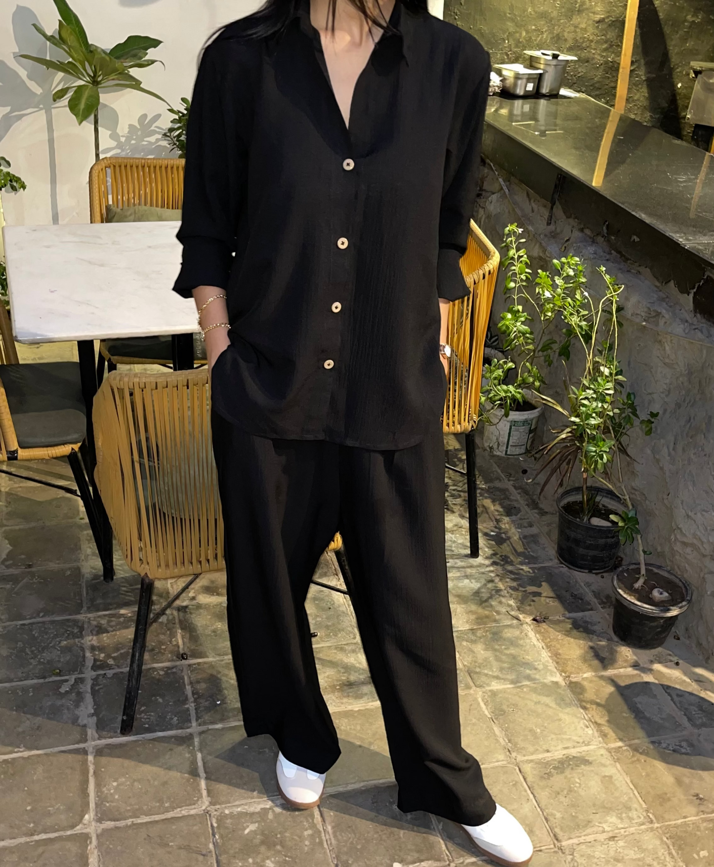 PREMIUM BLACK Button Down CO-ORDS SET