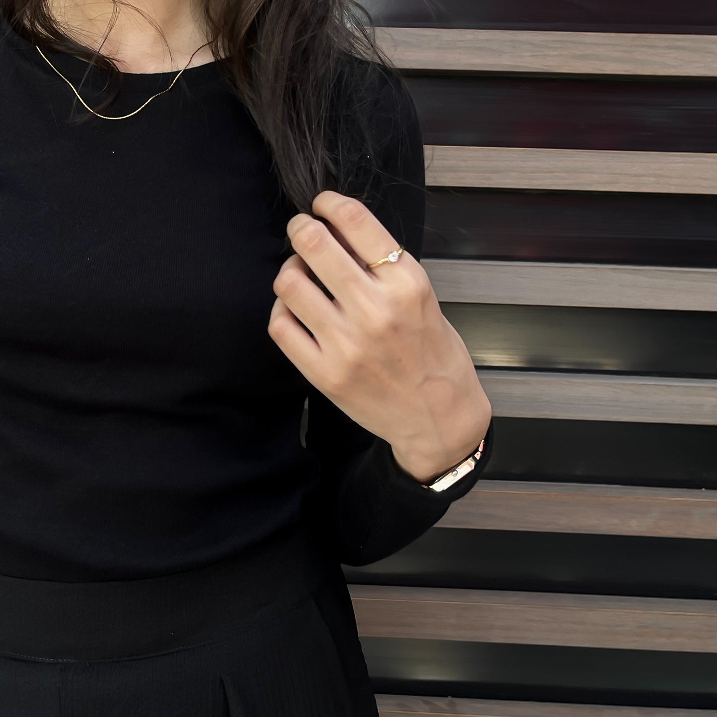Black Ribbed Full Sleeve Shirt