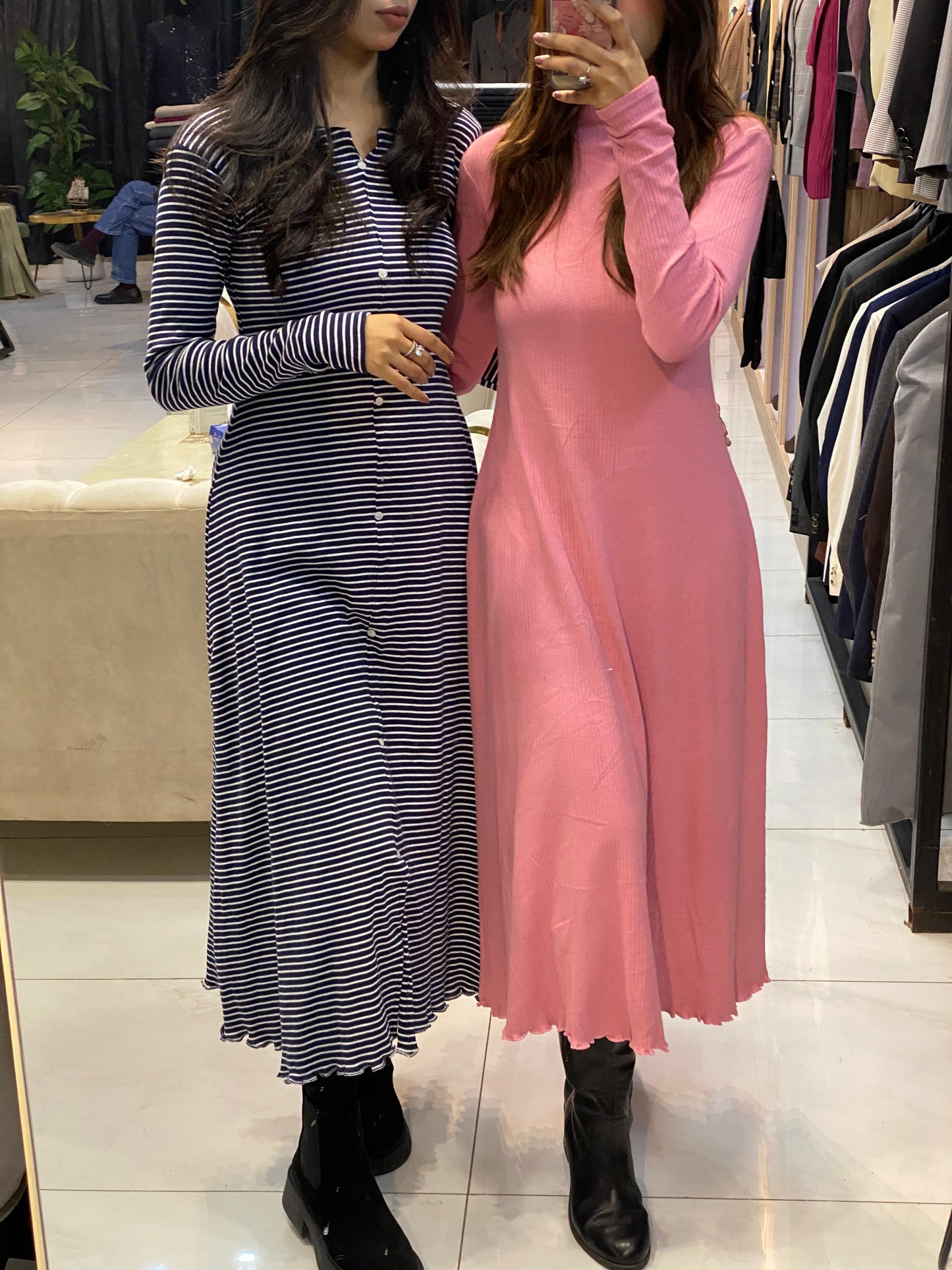 Striped Ribbed Long Dress