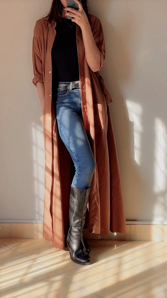Camel Brown Cardigan / Long Shirt