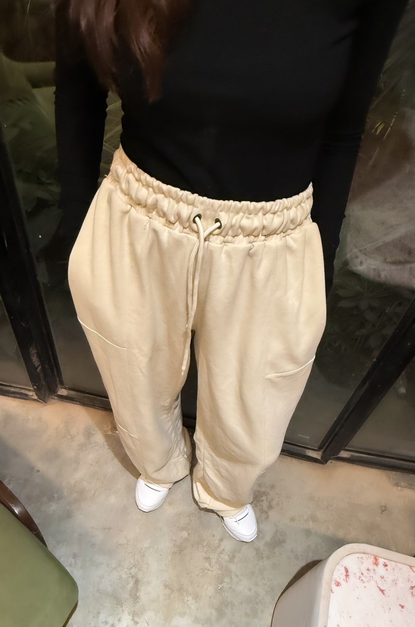 Beige Wide Leg Trouser