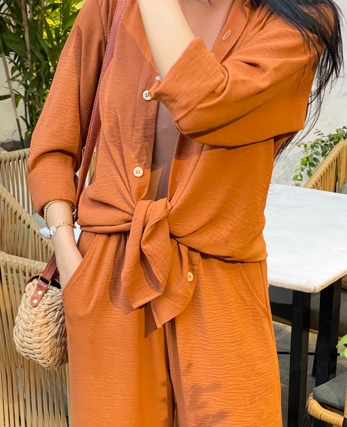 Rust Orange Button Down CO-ORDS SET