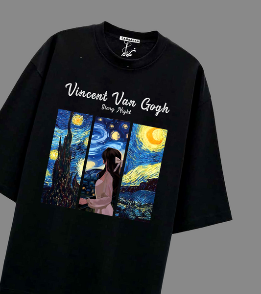 VAN GOGH ART BLACK OVERSIZED TEE