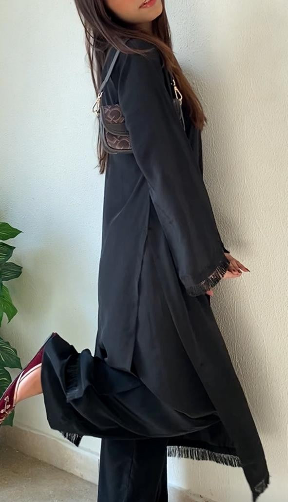 Black Silk Long Shirt Trouser