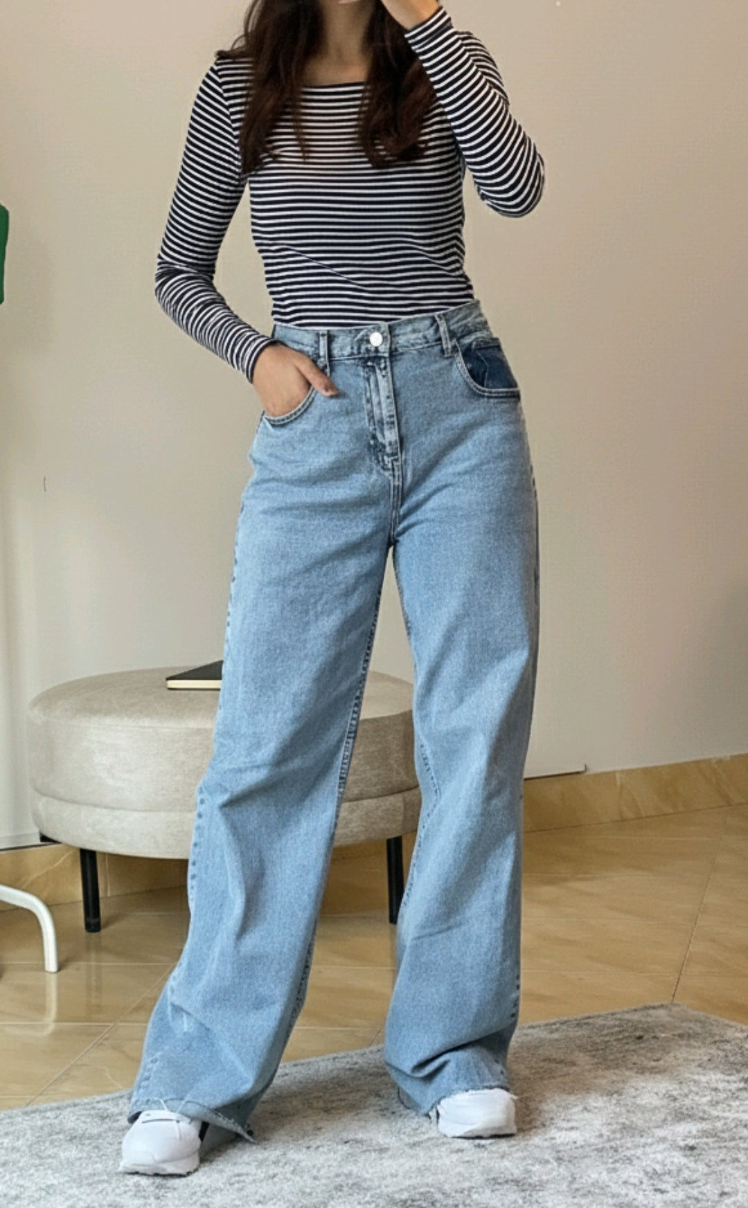 Blue Striped Ribbed Fitted Shirt