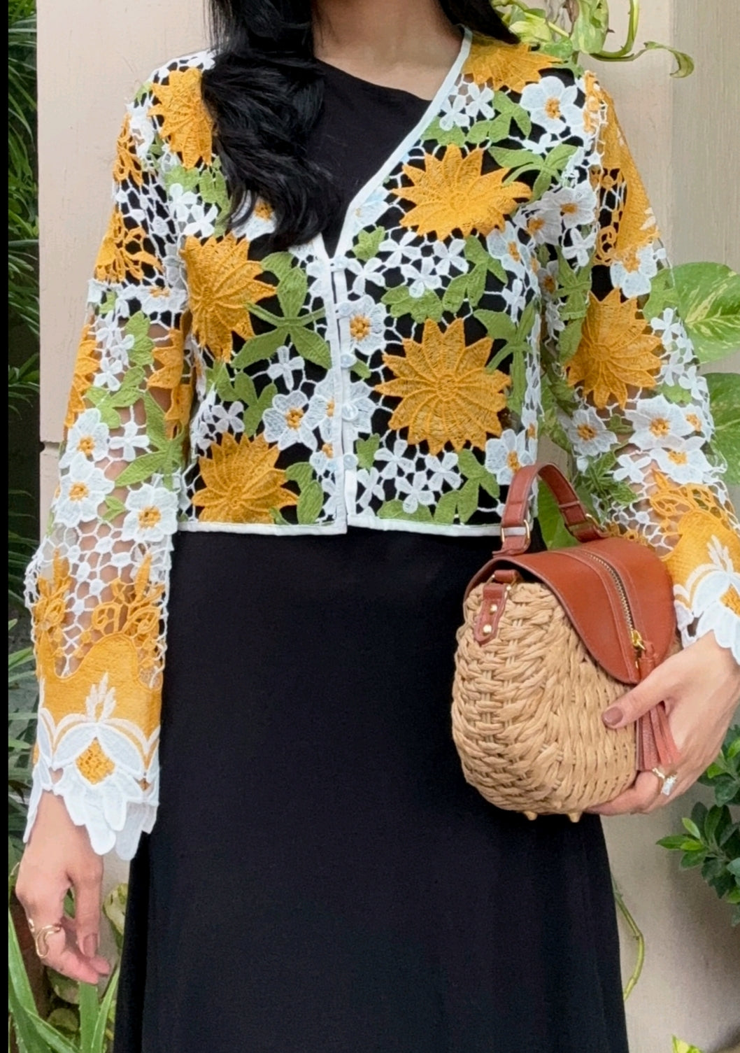 Mustard Floral Guipure Lace Jacket