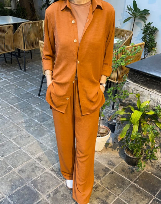 Rust Orange Button Down CO-ORDS SET