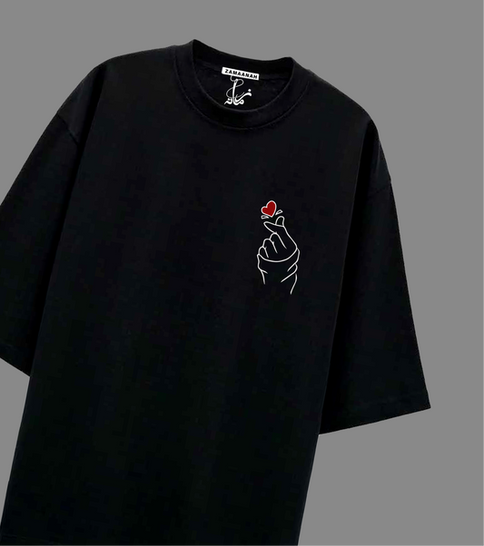 Heart Black Slim Fit Tee