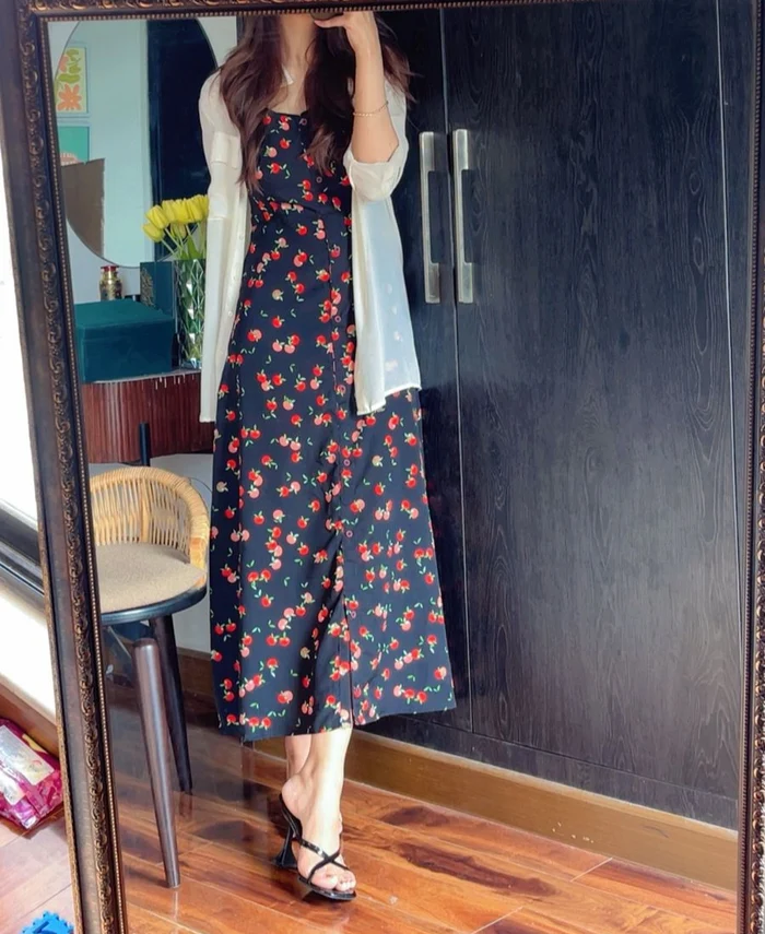Cherry Red Long Dress With Jacket