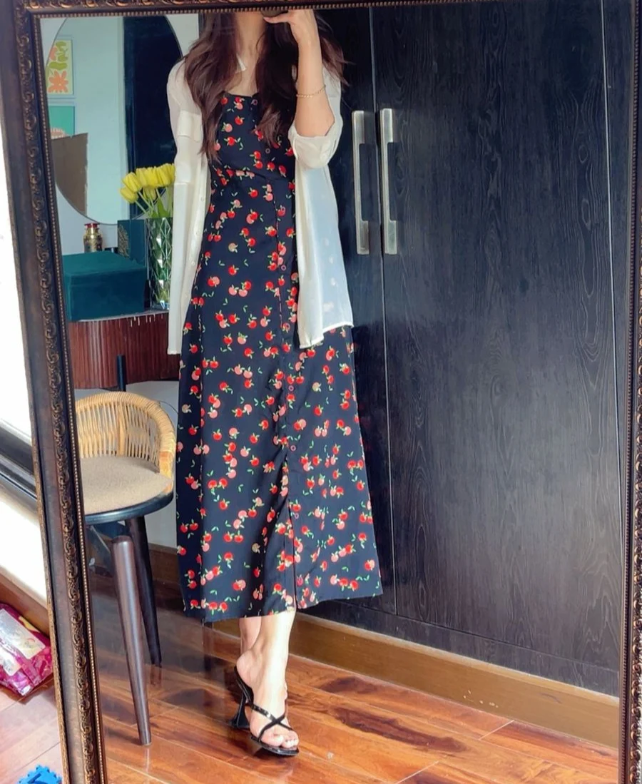 Cherry Red Long Dress With Jacket